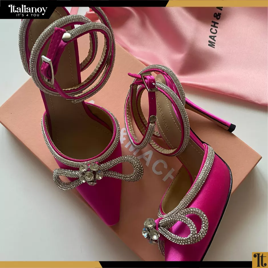 MACH & MACH Double Bow 110mm crystal-embellished pumps