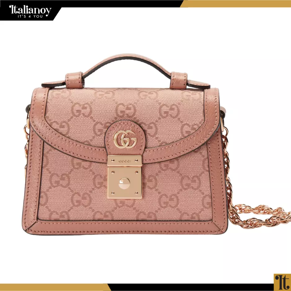 OPHIDIA GG SMALL SHOULDER BAG canvas in pink