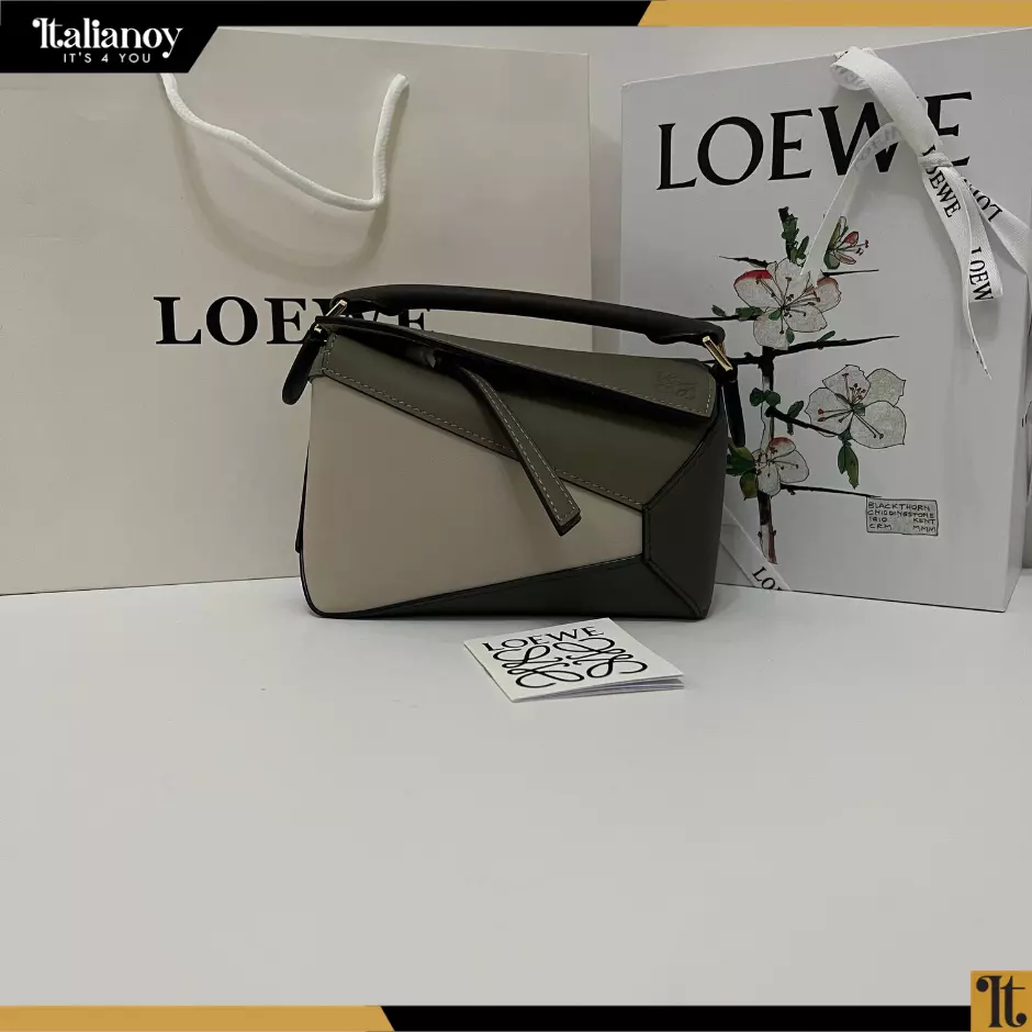 Puzzle Mini leather shoulder bag green