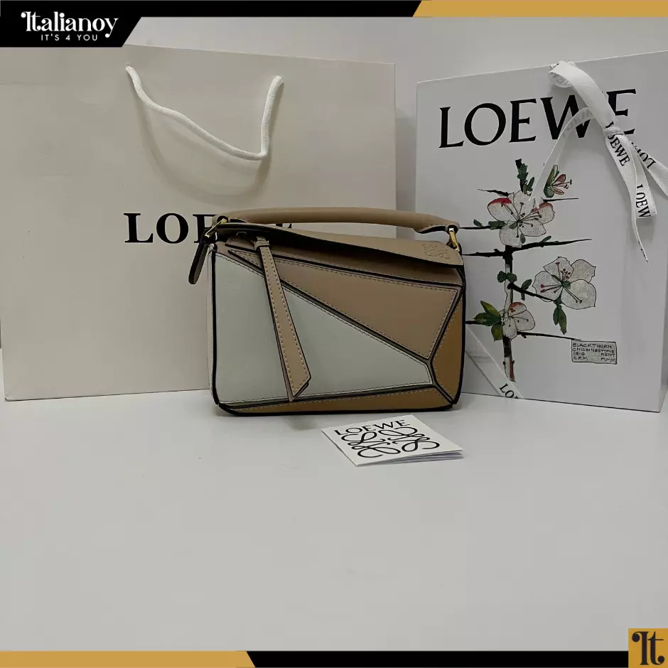 Puzzle Small leather shoulder bag gold