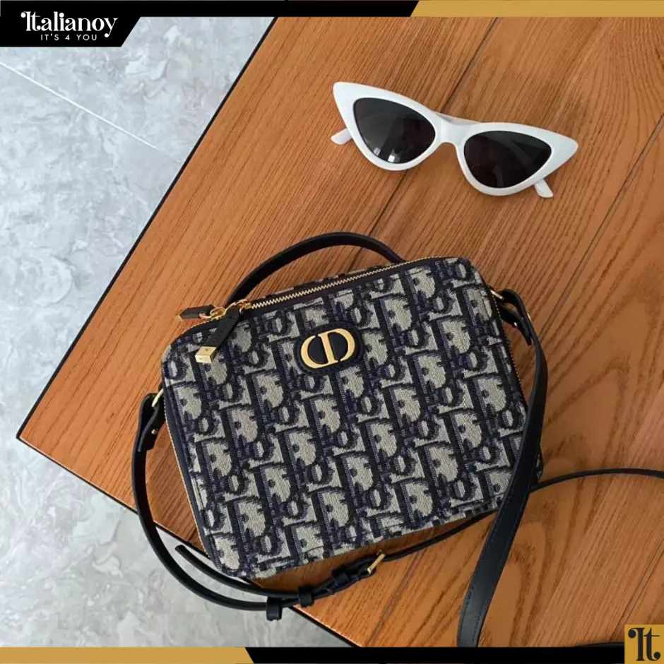 30 MONTAIGNE BOX BAG Blue Multicolor Dior Oblique Jacquard