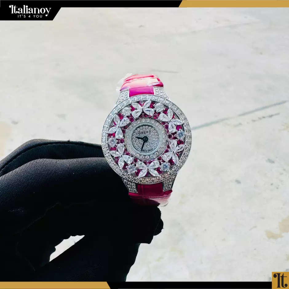Classic Butterfly Diamond and Ruby Watch pink