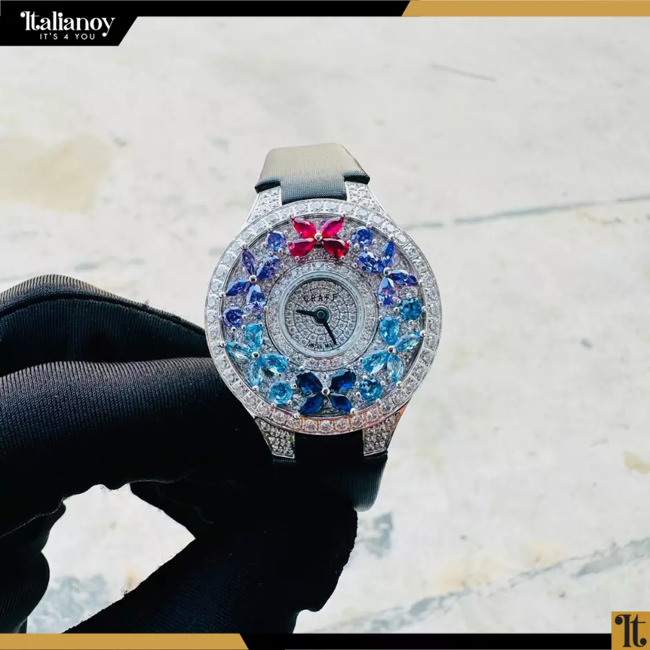 Classic Butterfly Diamond and Ruby Watch black