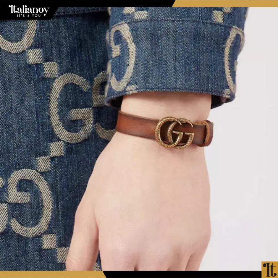 ENGRAVED DOUBLE G LEATHER BRACELET