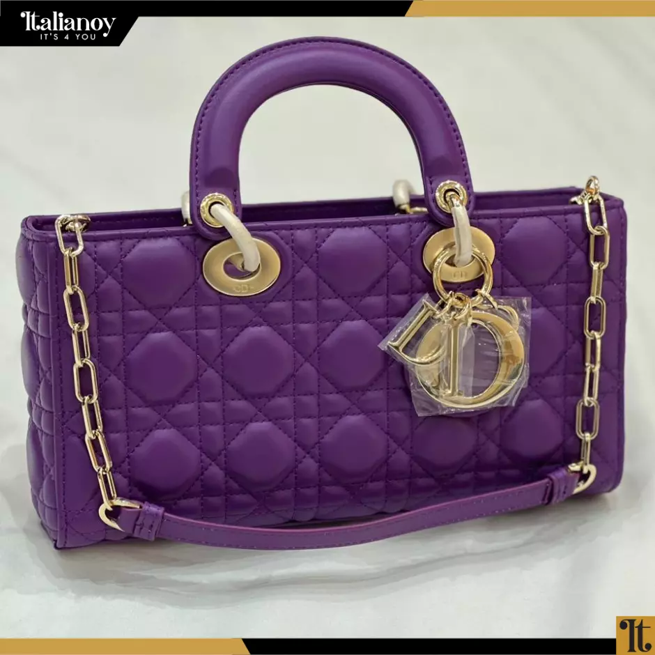 LADY D-JOY MICRO BAG Purple Cannage Lambskin