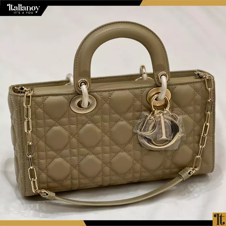 LADY D-JOY MICRO BAG Caramel Beige Cannage Lambskin