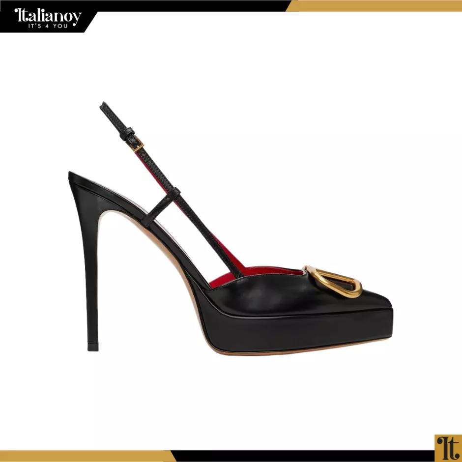 VLOGO SIGNATURE CALFSKIN SLINGBACK PLATFORM PUMP 120MM