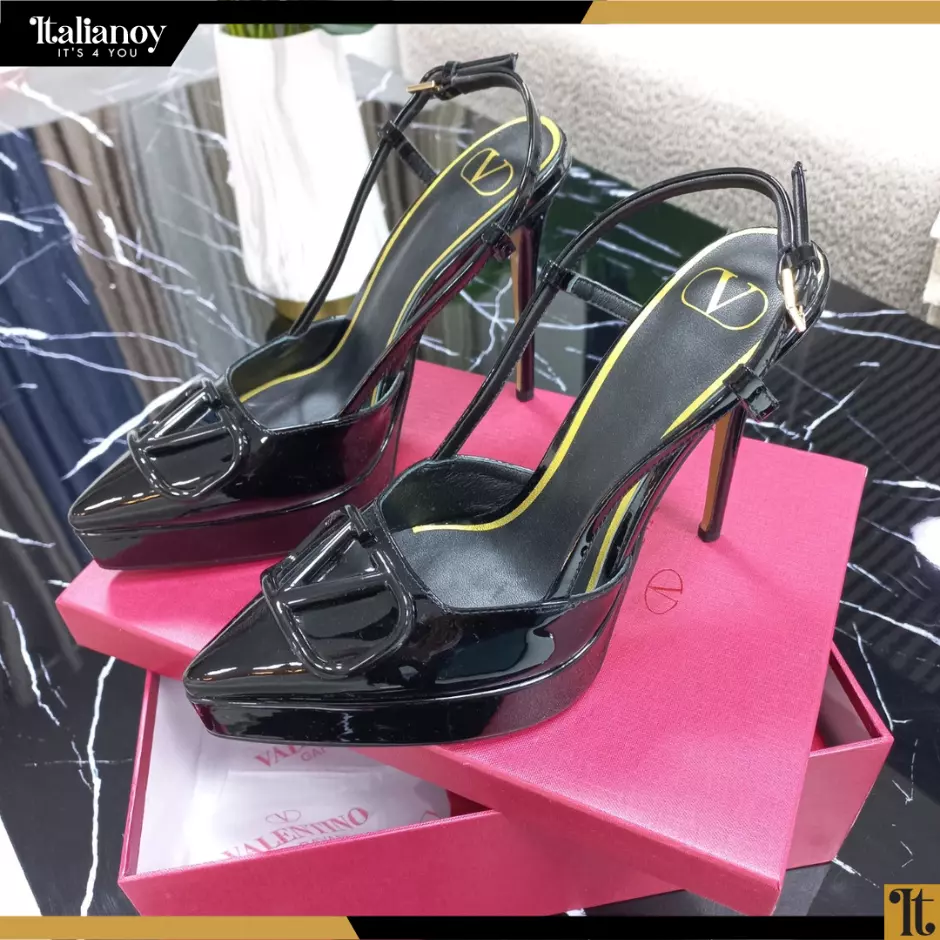 VLOGO SIGNATURE SATIN SLINGBACK PLATFORM PUMP 120MM