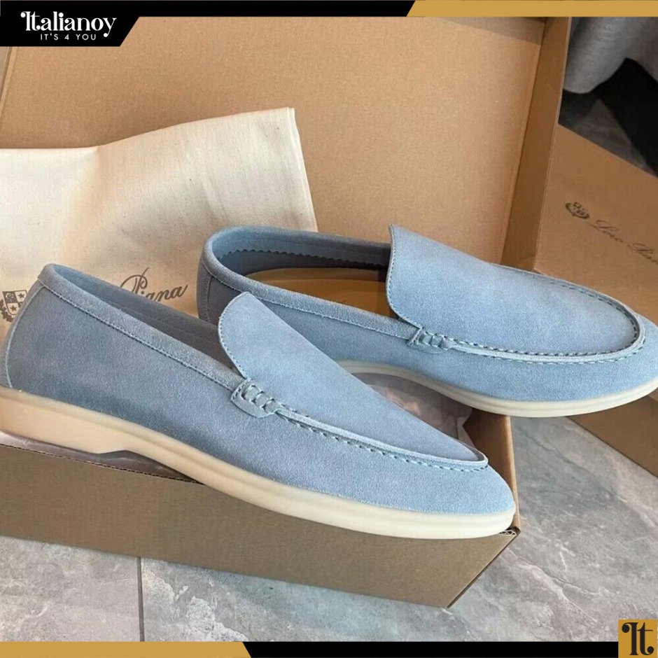 Men's Loake Tuscany Suede Casual Shoe Denim black	baby blue